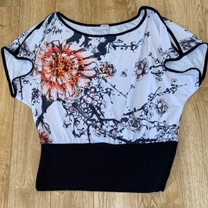 Sequins detail floral blouse